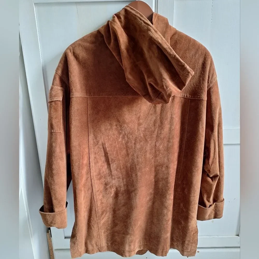Golden Brown Suede Button-Up Jacket Small